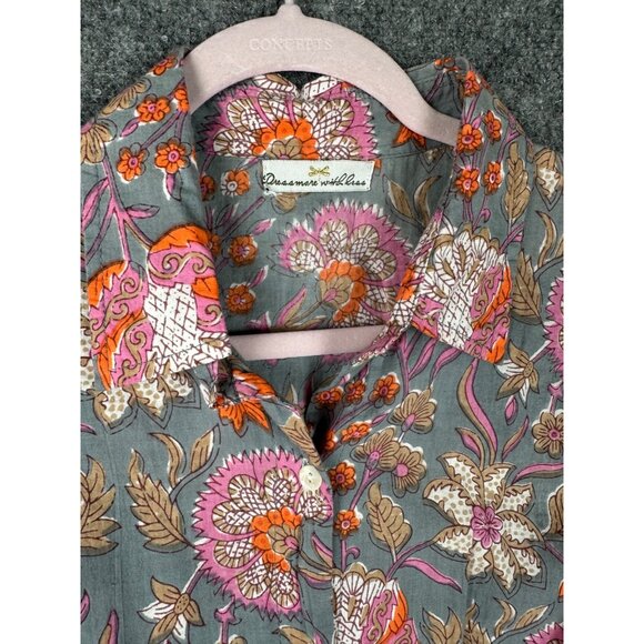 Made In India Cotton Midi Shirt Dress MED Sleeveless Lightweight Cottage NO BELT - Picture 7 of 9